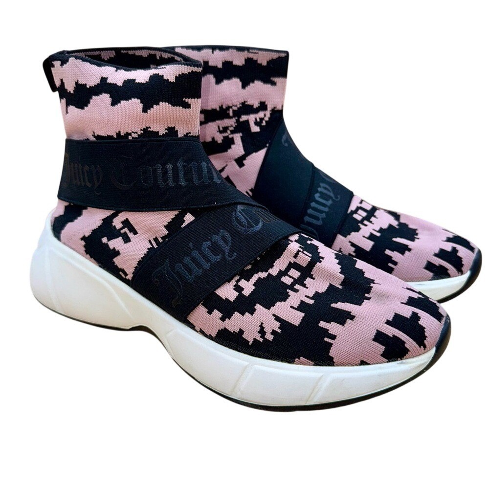 Juicy Couture Ariella‎ Pink and Black Knit Sneakers, Women's Size 9, VGUC